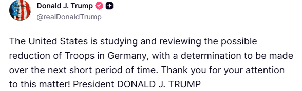 ABD Başkanı Trump:  Almanya’daki askerlerimizin sayısını azaltmayı düşünüyoruz 
?v=1