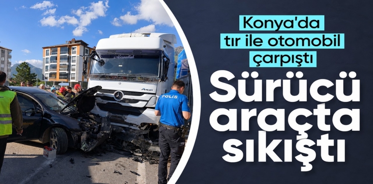 Konya'da Tır İle Otomobil Çarpıştı Sürücü Araçta Sıkıştı?v=1