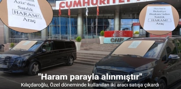 CHP’ye Tahsis Edildiği İddia Edilen İki Araç Haram Parayla Alınmıştır Yazısıyla Sergilendi?v=1