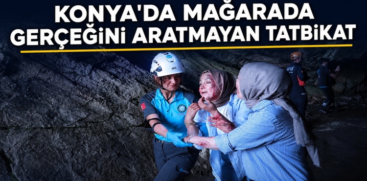 Konya'da Mağarada Gerçeğini Aratmayan Tatbikat?v=1