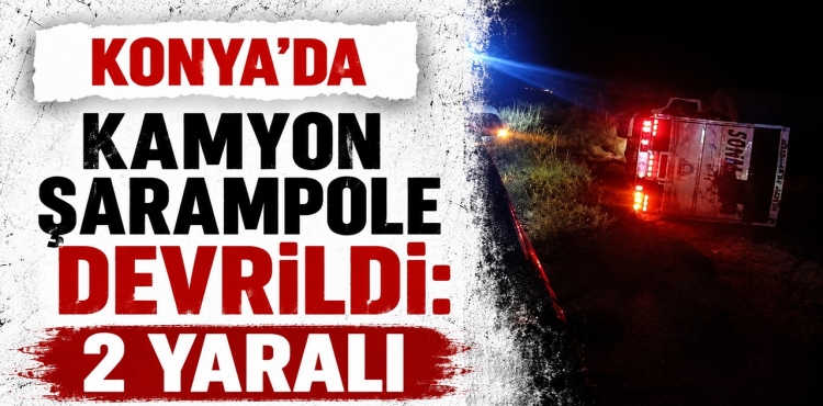 Konya'da Kamyon Şarampole Devrildi: 2 Yaralı?v=1