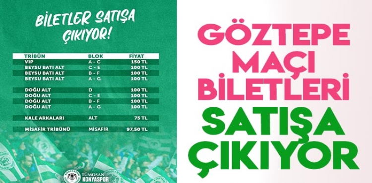 Konyaspor-Göztepe Maçı Biletleri Satışa Çıkıyor