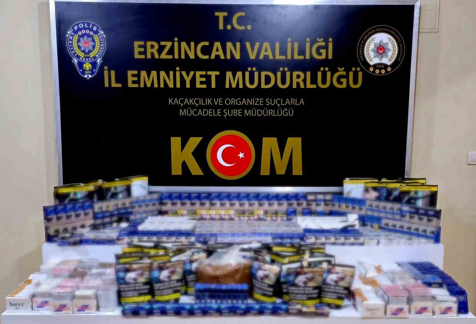 Erzincan’da kaçak tütün mamulleri ele geçirildi
