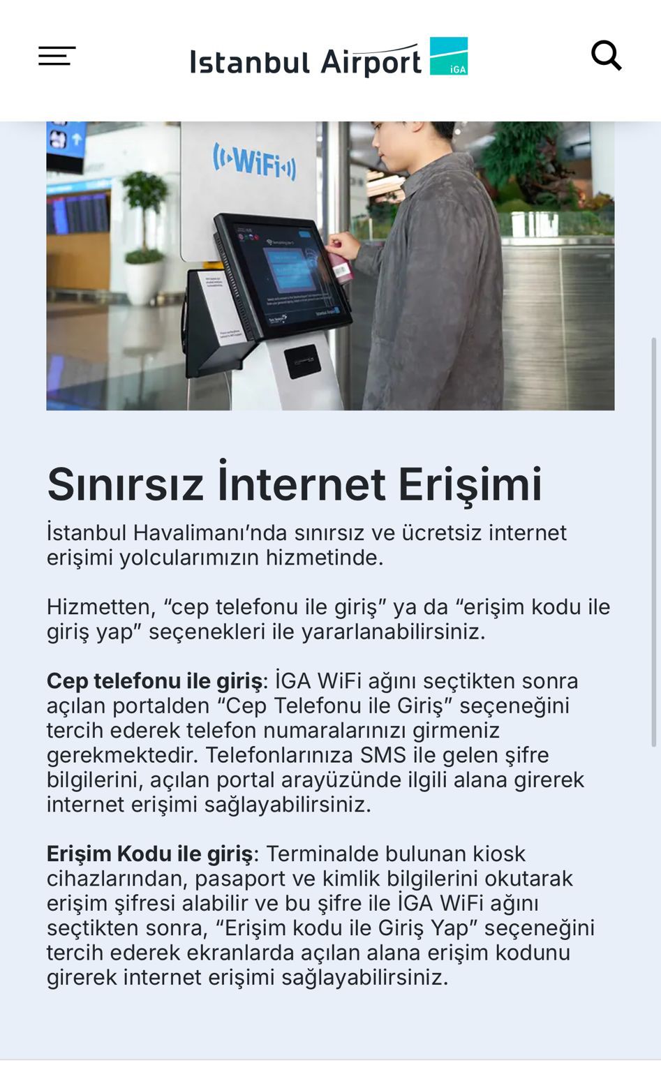 İstanbul Havalimanı’nda ücretsiz internet
?v=1