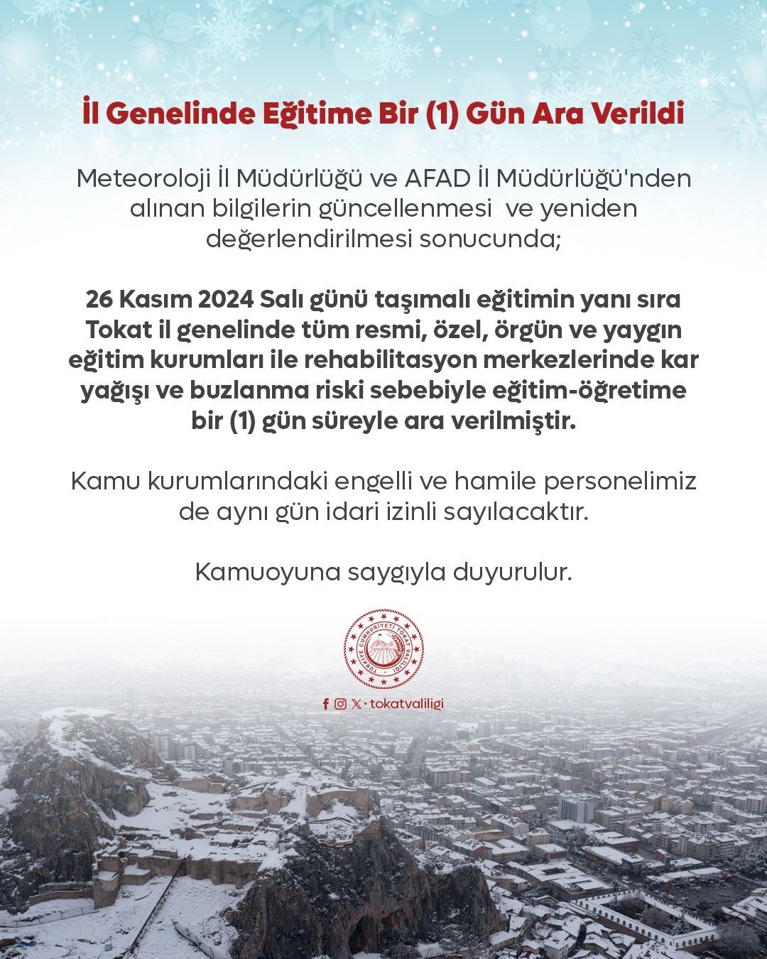 Tokat’ta eğitime bir gün ara
?v=1