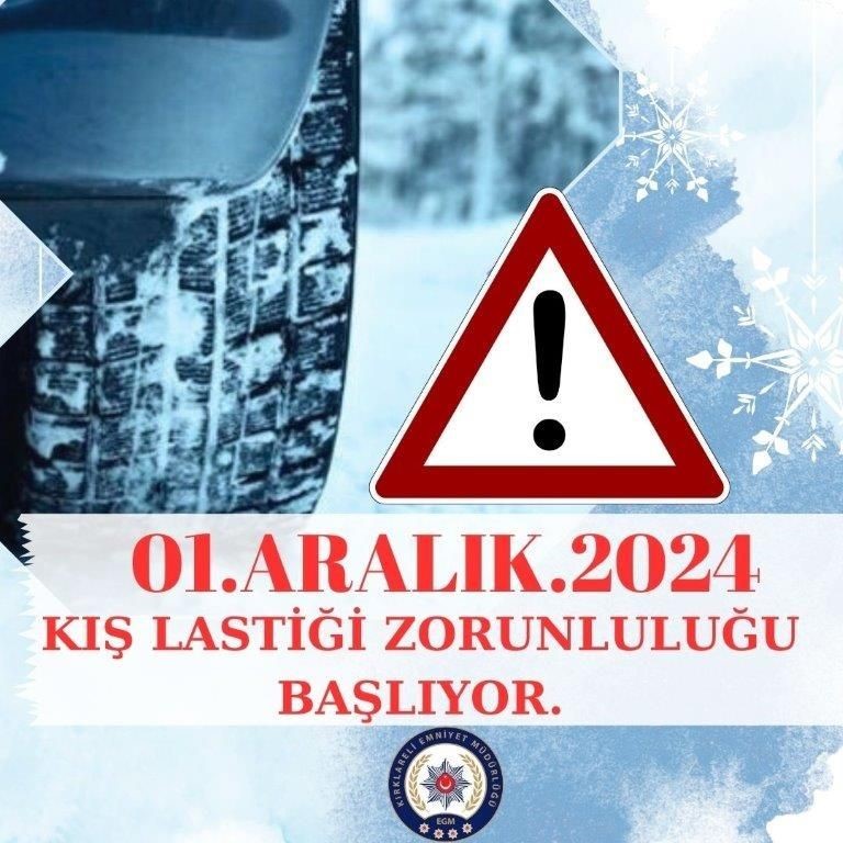 Kırklareli’nde kış lastiği mecburiyeti 1 Aralık’ta başlayacak
?v=1