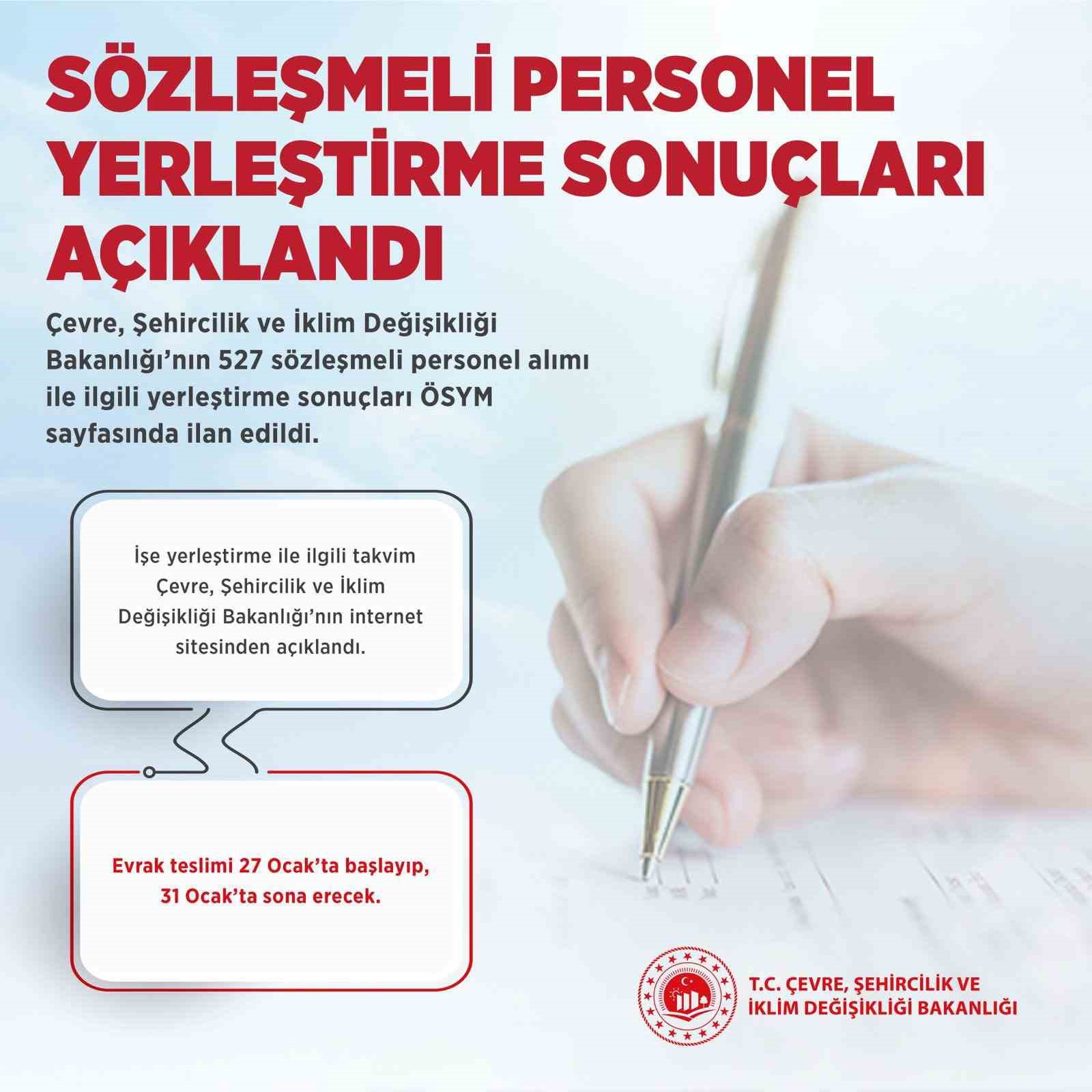 Çevre, Şehircilik ve İklim Değişikliği Bakanlığı’na sözleşmeli personel yerleştirme sonuçları açıklandı
?v=1