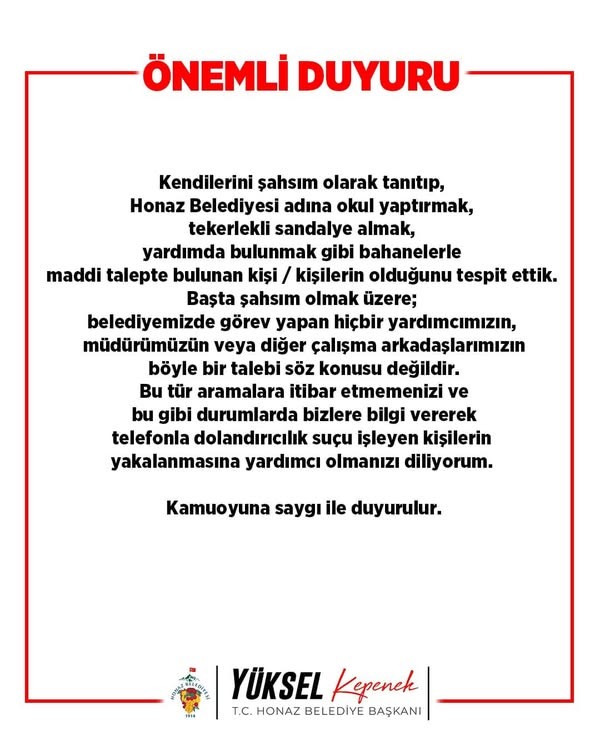 Başkan Kepenek dolandırıcılara karşı uyarıda bulundu
?v=1