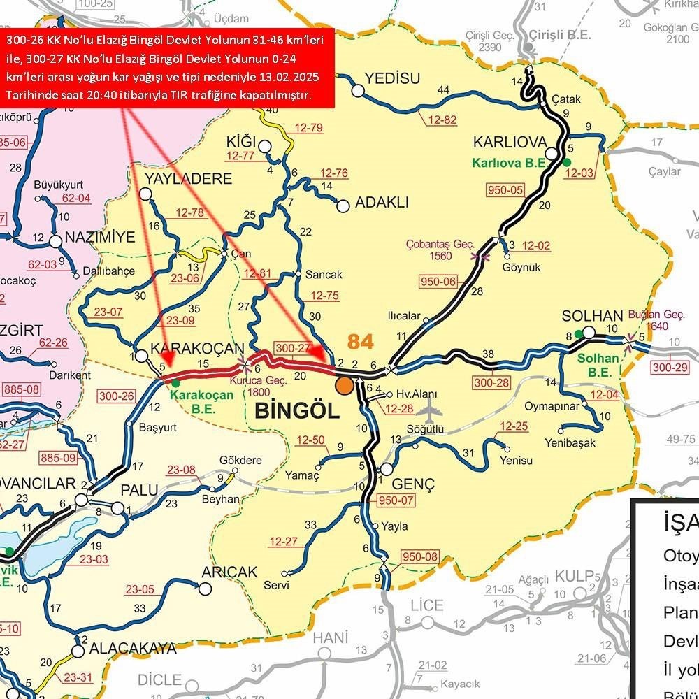 Bingöl-Elazığ yolu ulaşıma kapatıldı
?v=1