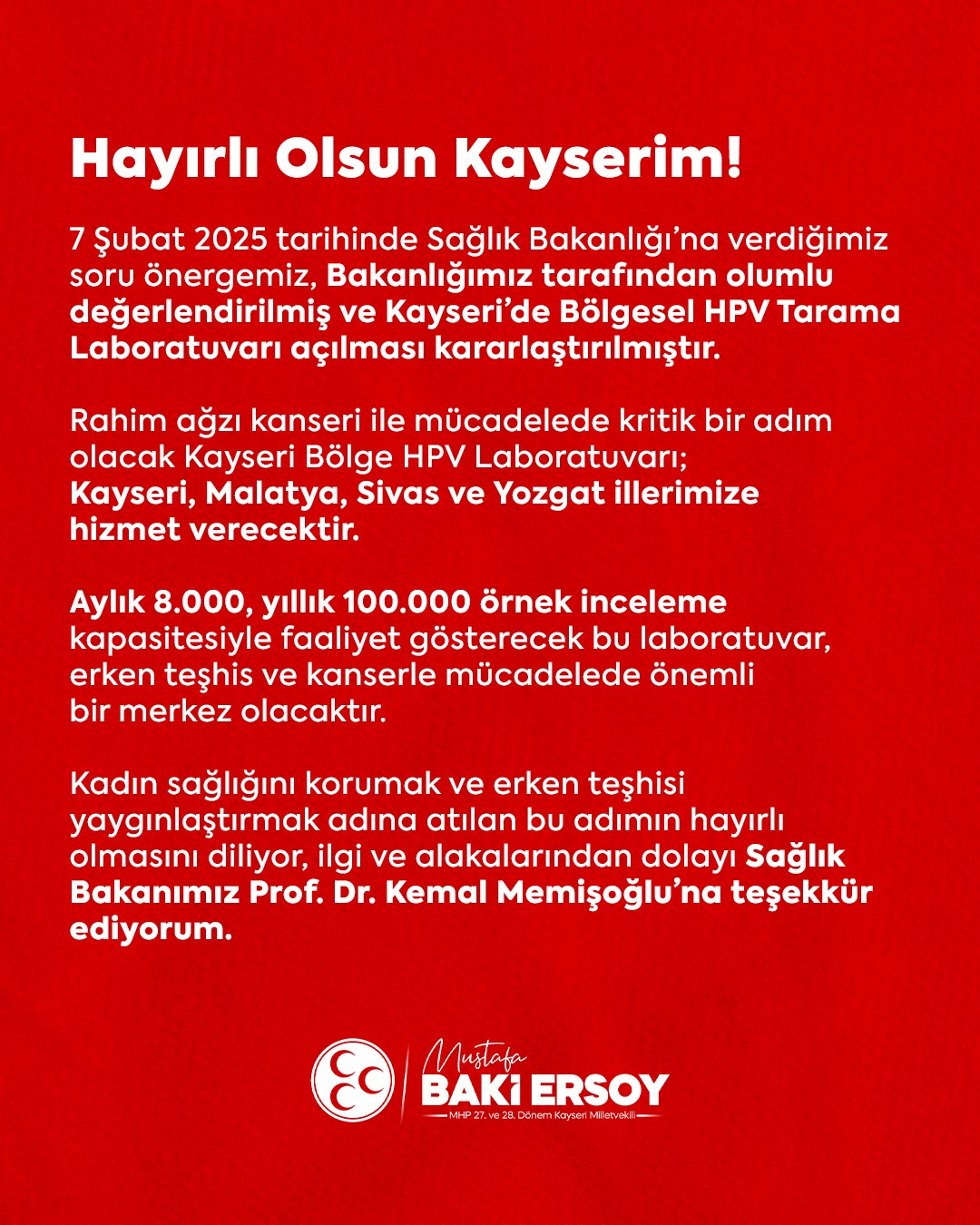 MHP’li Ersoy’dan Kayseri’ye bir müjde daha
?v=1