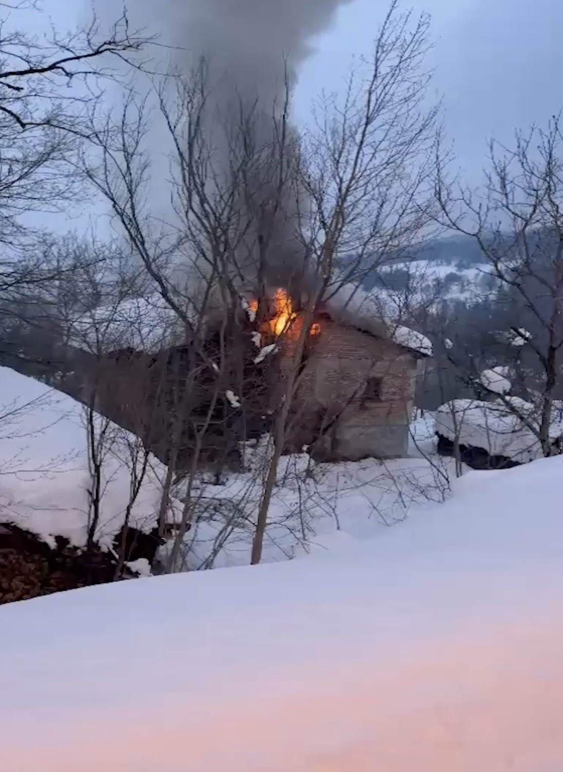 Yolu ulaşıma kapanan köydeki 2 katlı ev alevlere teslim oldu
?v=1