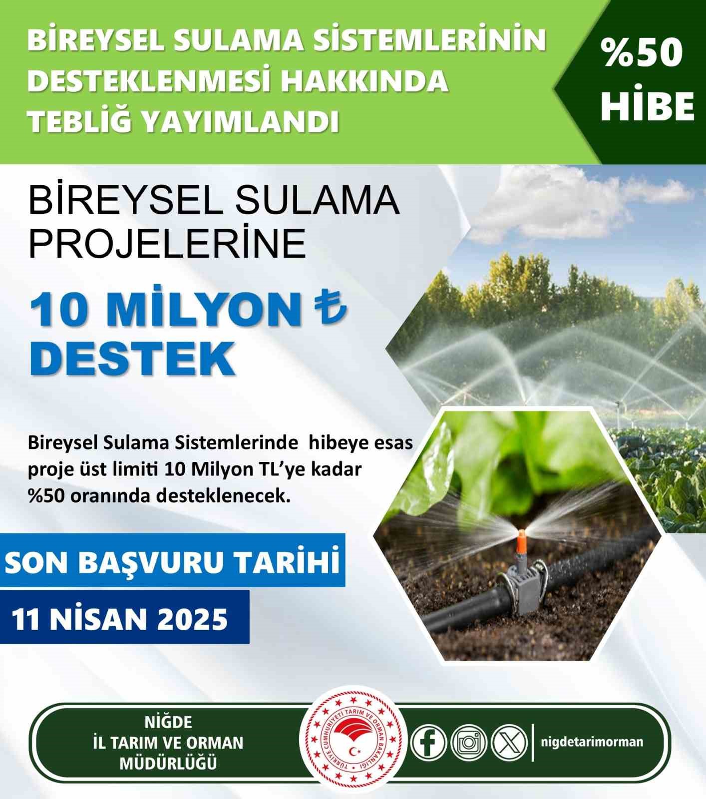 Çiftçilere Bireysel Sulama Sistemleri Hibe Başvuruları başladı
?v=1