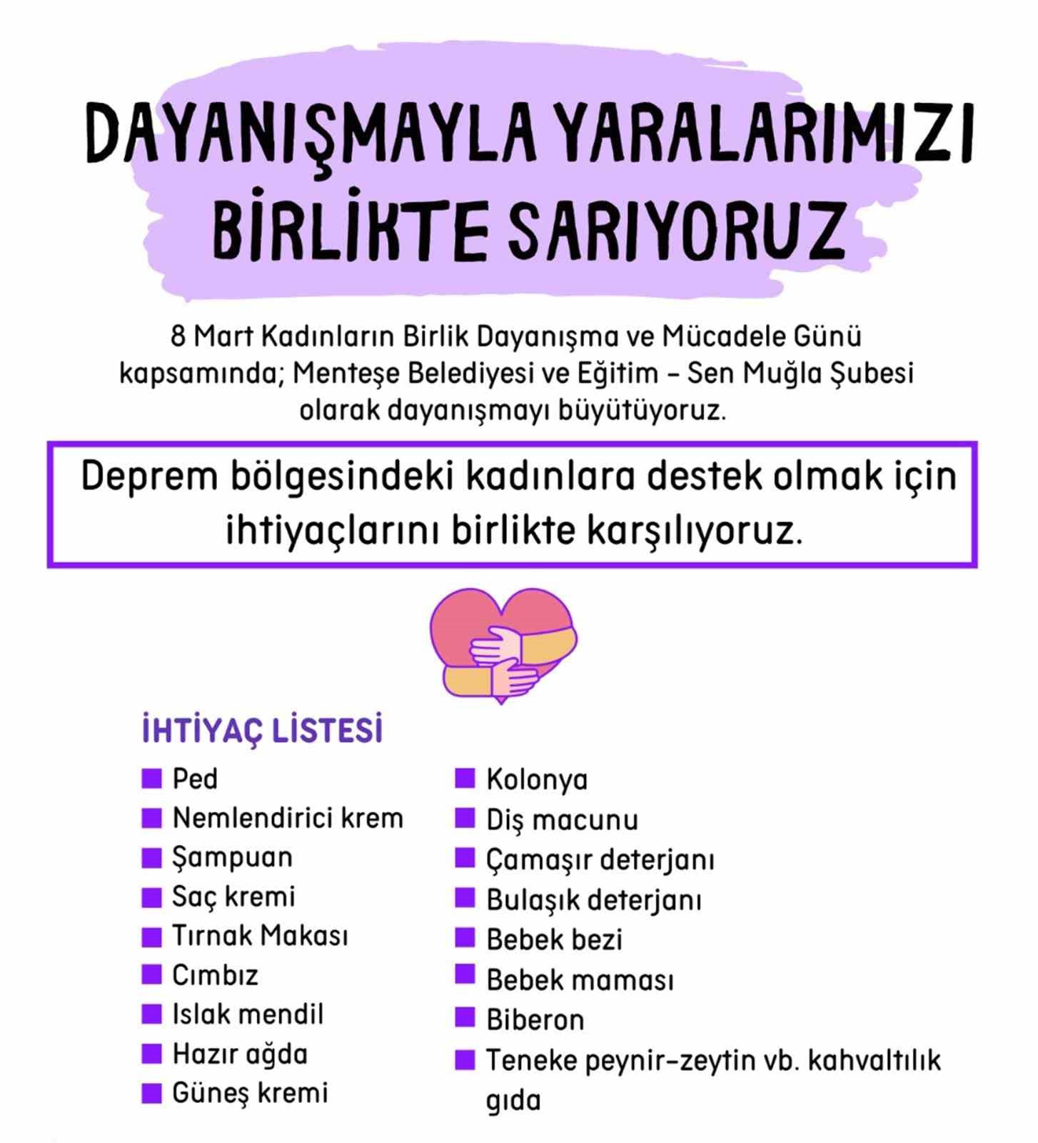 Menteşe’den depremzede kadınlar için dayanışma kampanyası
?v=1