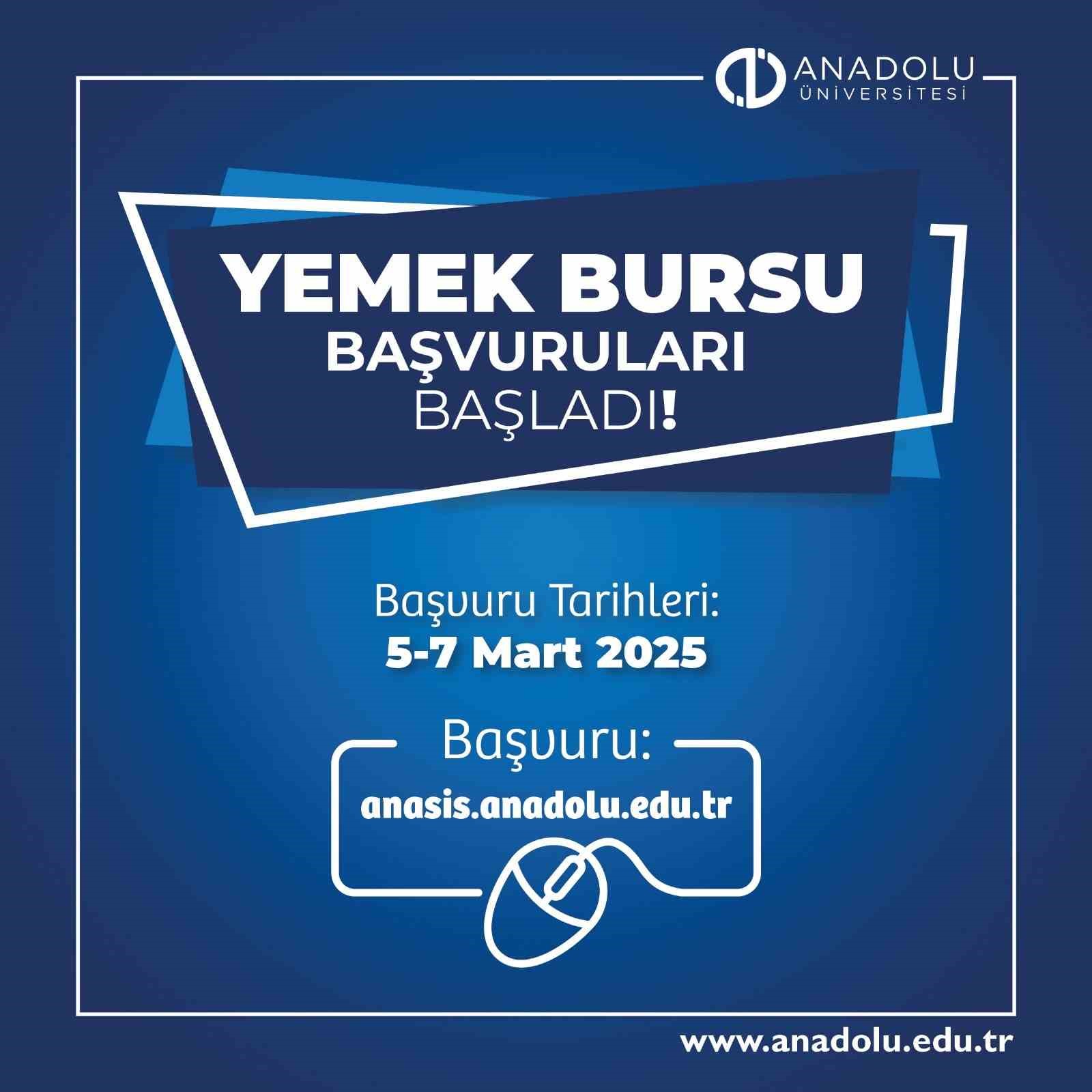 Anadolu Üniversitesi’nde yemek bursu başvuruları başladı
?v=1