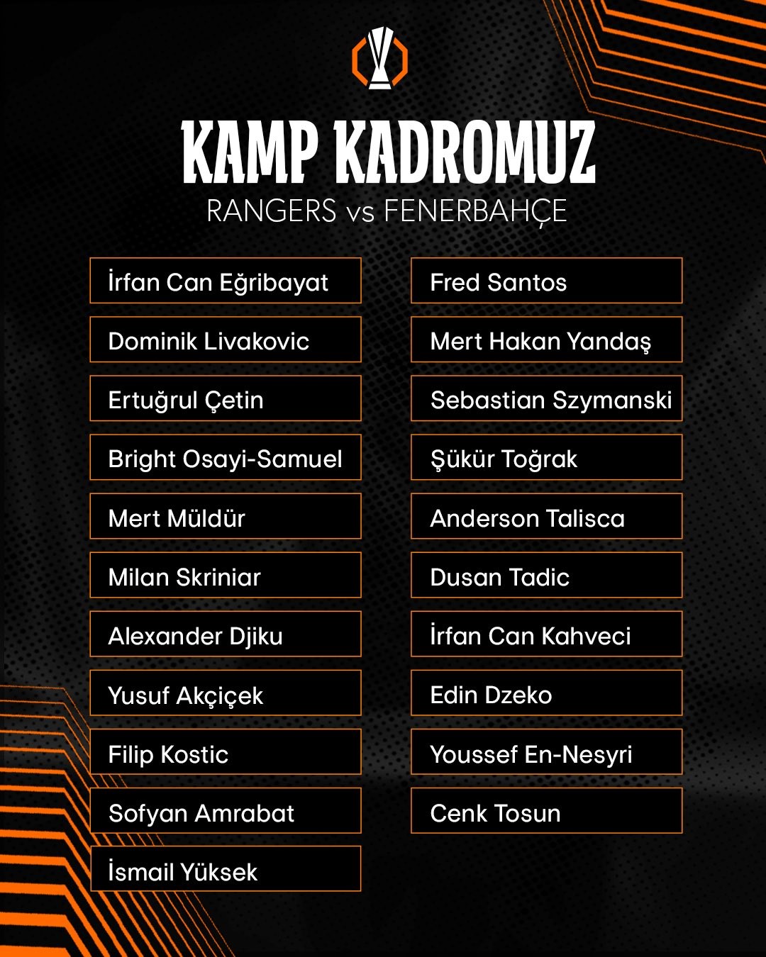 Fenerbahçe’nin Rangers maçı kamp kadrosu belli oldu
?v=1