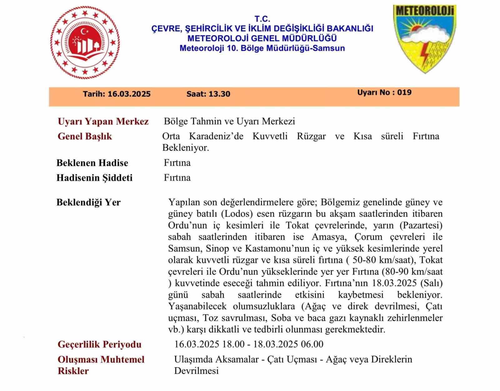 Samsun ve çevresine fırtına uyarısı
?v=1