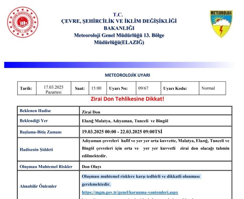 Meteorolojiden 5 il için zirai don uyarısı
?v=1