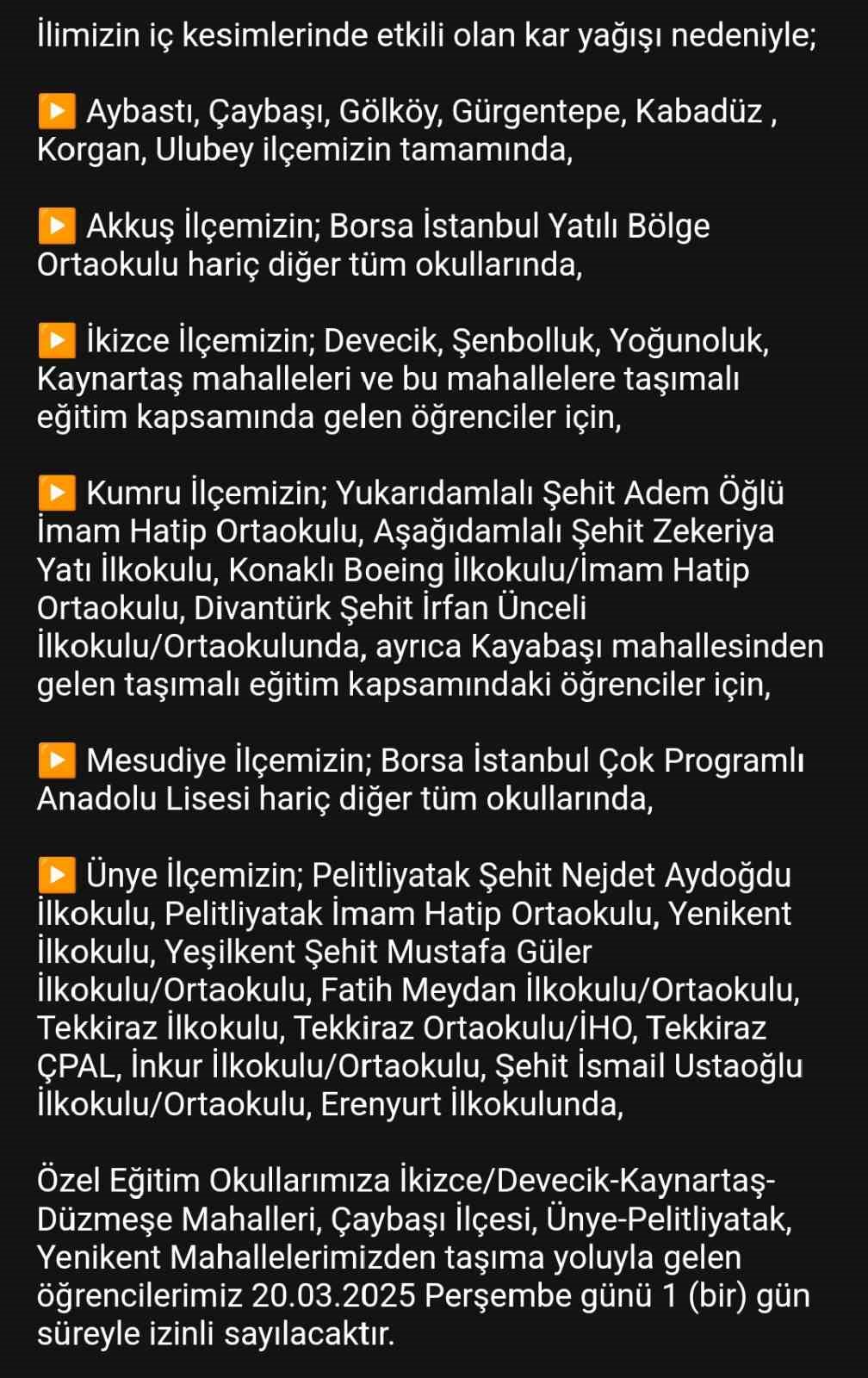 Ordu’nun 12 ilçesinde eğitime kar engeli
?v=1